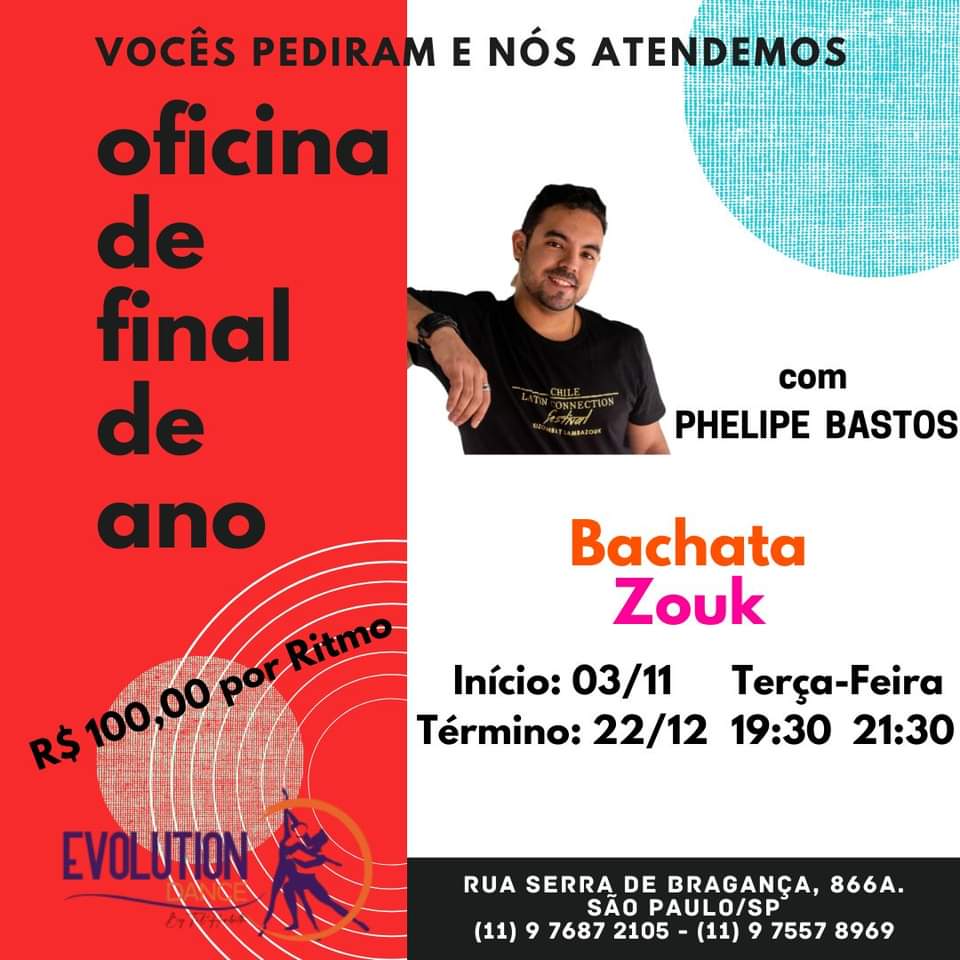 HOJE! OFICINA DE FINAL DE ANO -ZOUK e BACHATA