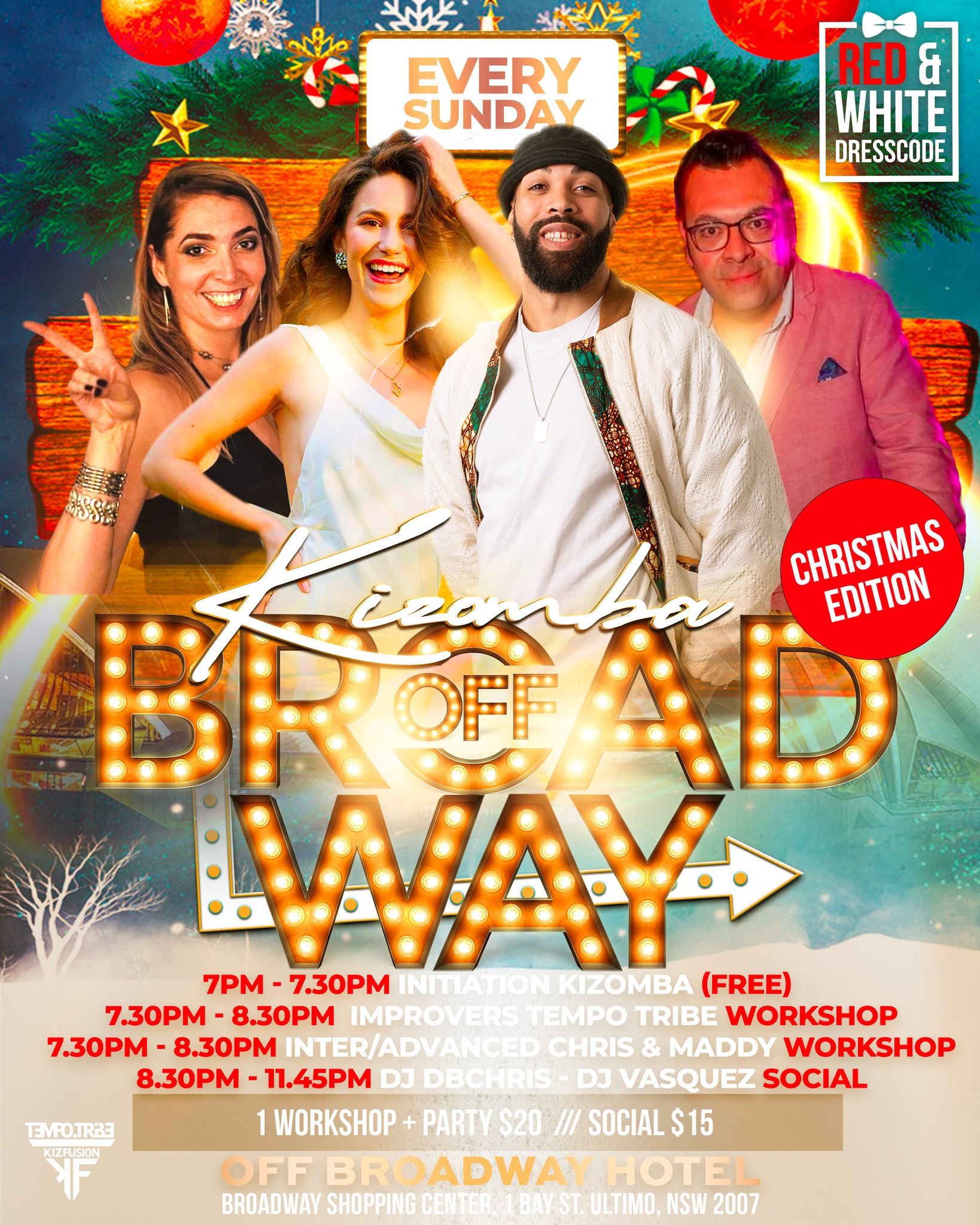 K.O.B - Kizomba Party! CHRISTMAS EDITION ! Chris & Maddy Workshop! Tempo Tribe Improvers workshop!