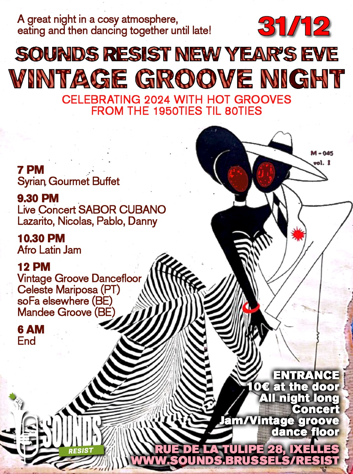NOUVEL AN AU SOUNDS RESIST Buffet Syrien, Concert Cubano, Jam Latina & Vintage Groove Dance Floor until 6am (DJ set)