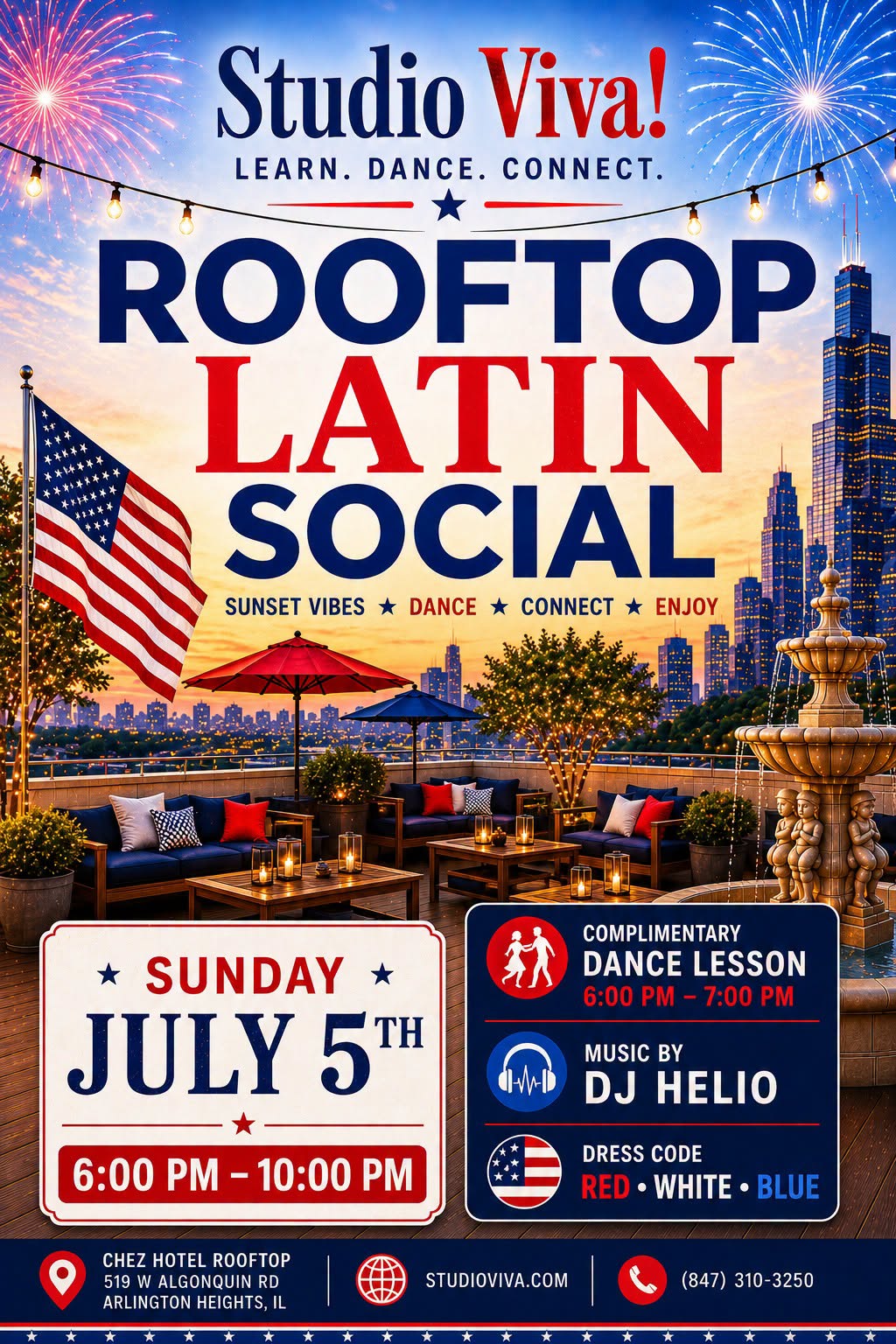 1st Sunday Rooftop Party - Red White & Blue