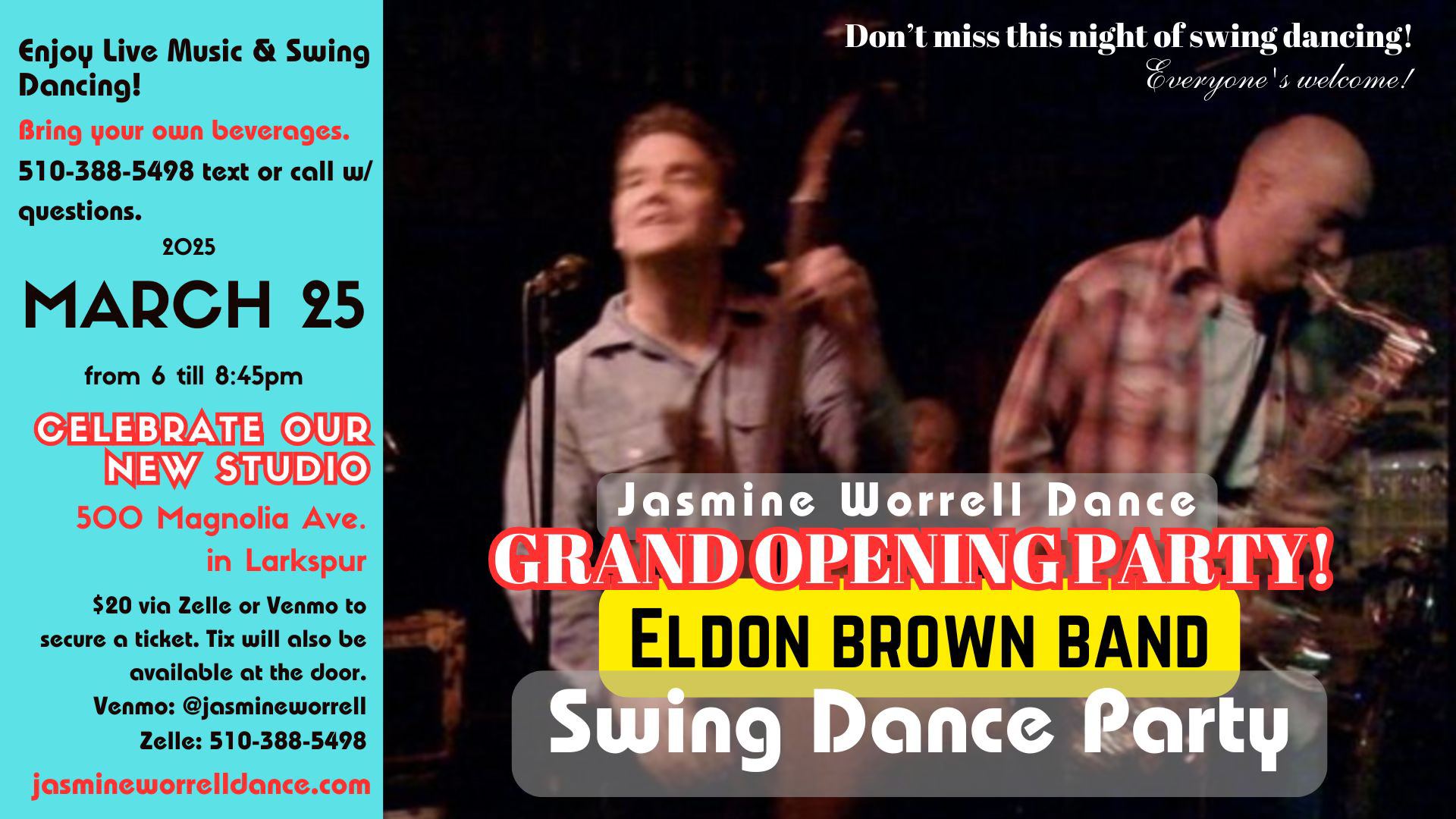 GRAND OPENING Swing Dance Party with ELDON BROWN BAND!