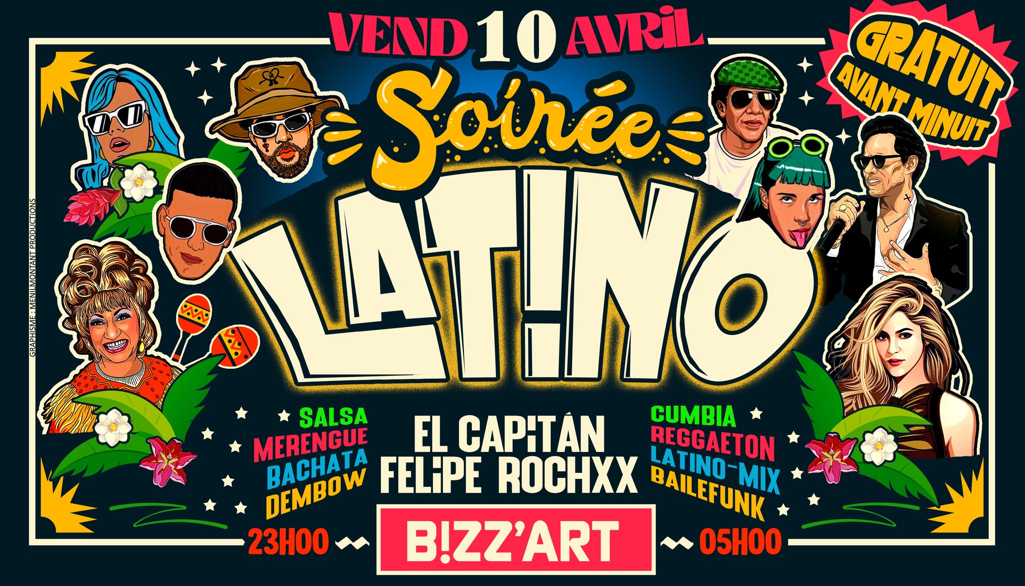 SOiRÉE LATiNO x CANAL ST MARTIN 🌴 Ven.10.Avril.2026💃🕺 au B!ZZART 🌻 ENTRÉE GRATUITE AV.MiNUiT !!!