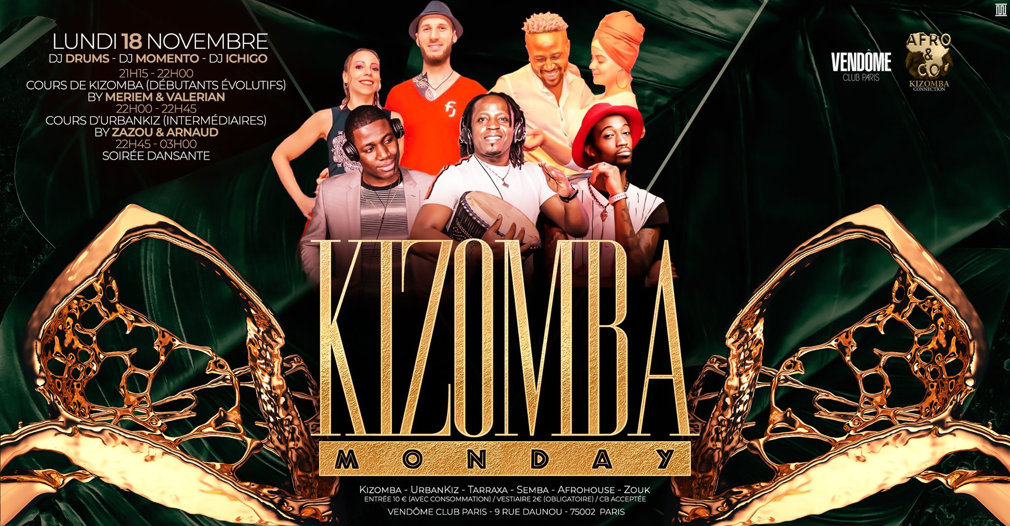 Monday Kizomba Cours Meriem & Valerian Zazou & Arnaud