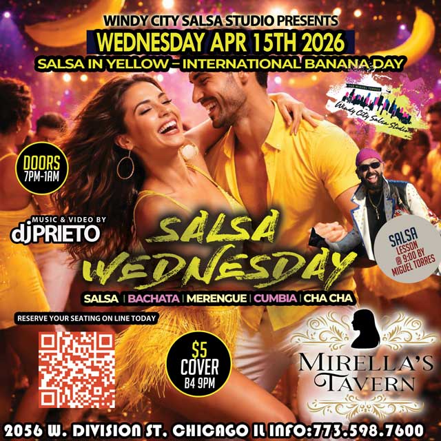 Salsa in Yellow International Banana Day 🍌 Salsa Wednesday @ Mirella’s Tavern