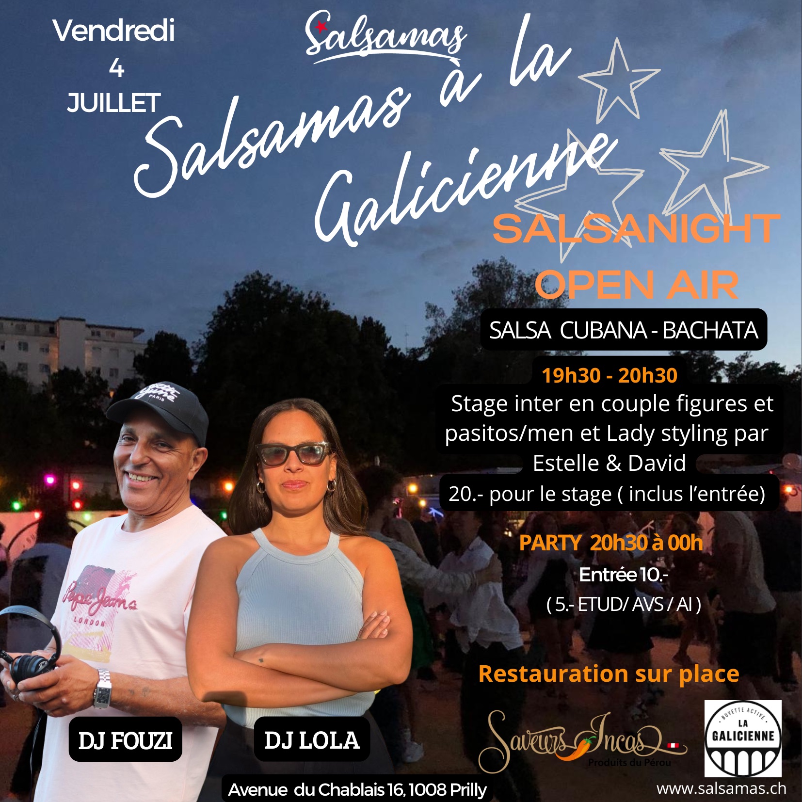 Soirée salsa-bachata à la Galicienne avec DJ Lola & Fouzi et cours couple intermédiaire salsa