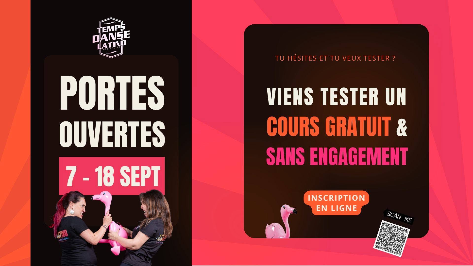 🎉 Portes Ouvertes Temps Danse Latino Bressolles Essais gratuits du 7 au 18 sept.