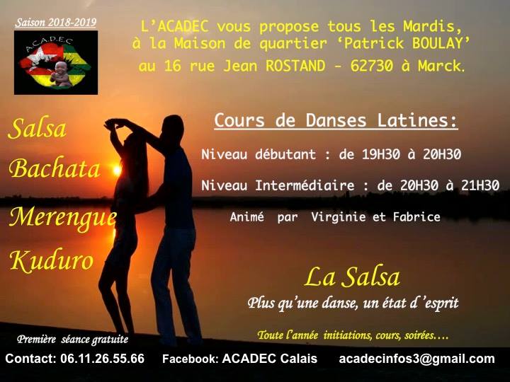 Cours d'essai gratuit de danses latines avec l'ACADEC