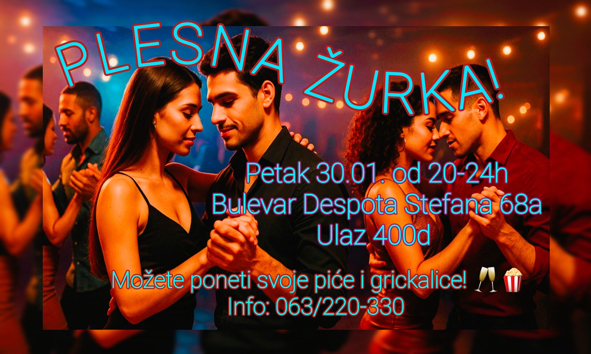 Plesna Žurka! Petak 30.01. od 20-24h. Bulevar Despota Stefana 68a