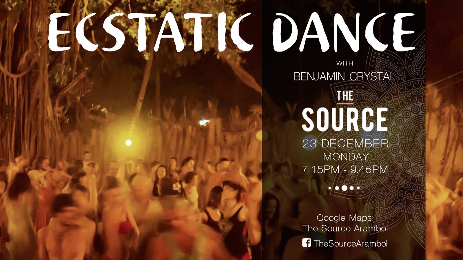 Monday 23 Dec - Ecstatic Dance The Source Benjamin Crystal