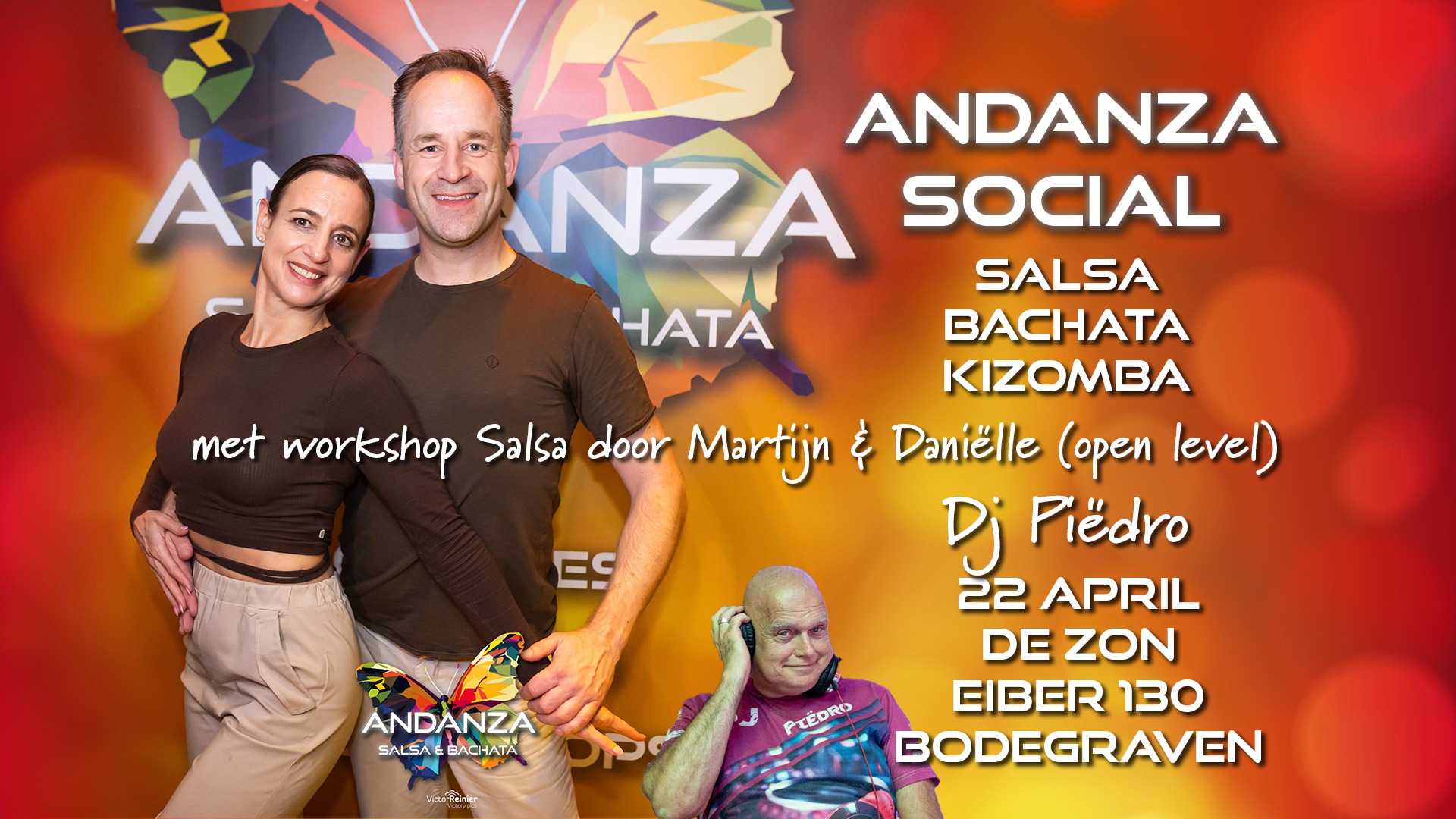 Andanza social - Salsa Bachata Kizomba -gratis workshop Salsa - music by DJ Piëdro