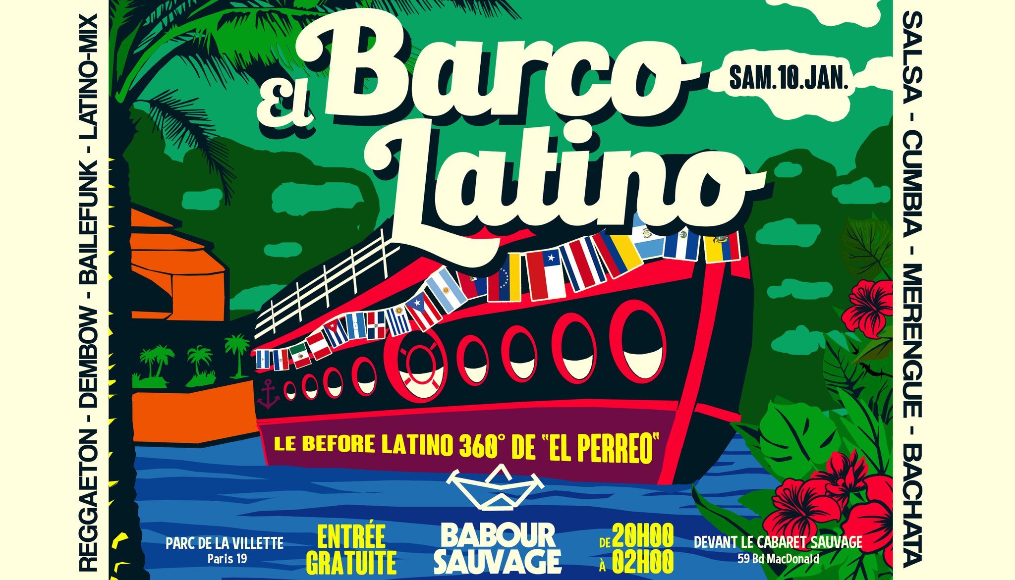 EL BARCO LATiNO 2026 ๐๐บ๐ข (Le Before de la soirรฉe "EL PERREO") -> Sam.10.Jan.26 FiESTA LATiNA 360ยฐ