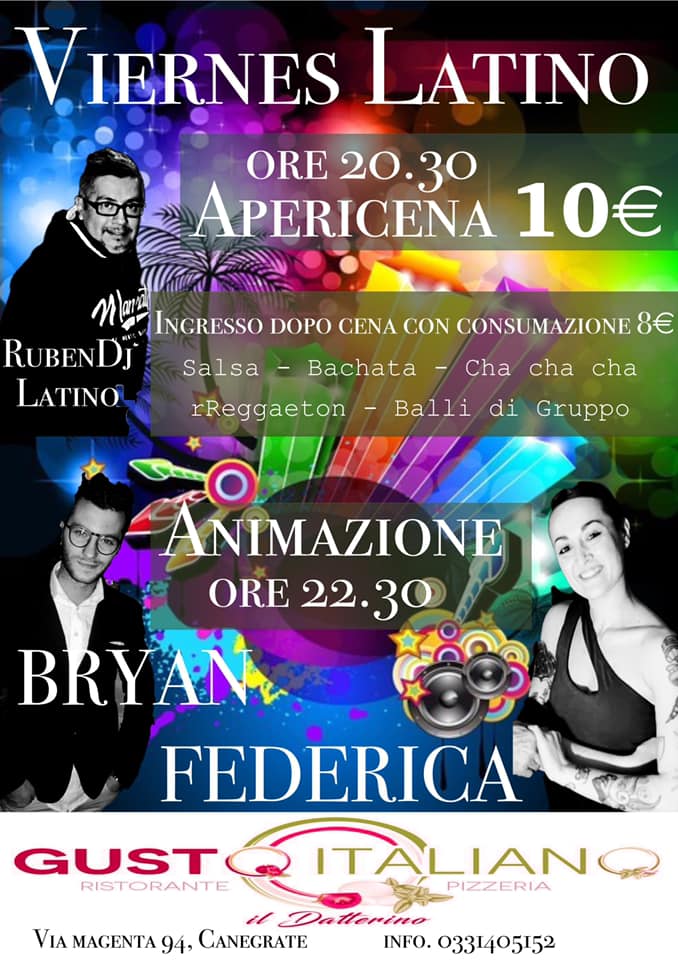 Gusto Latino Venerdì 31 Maggio Apericena 10€