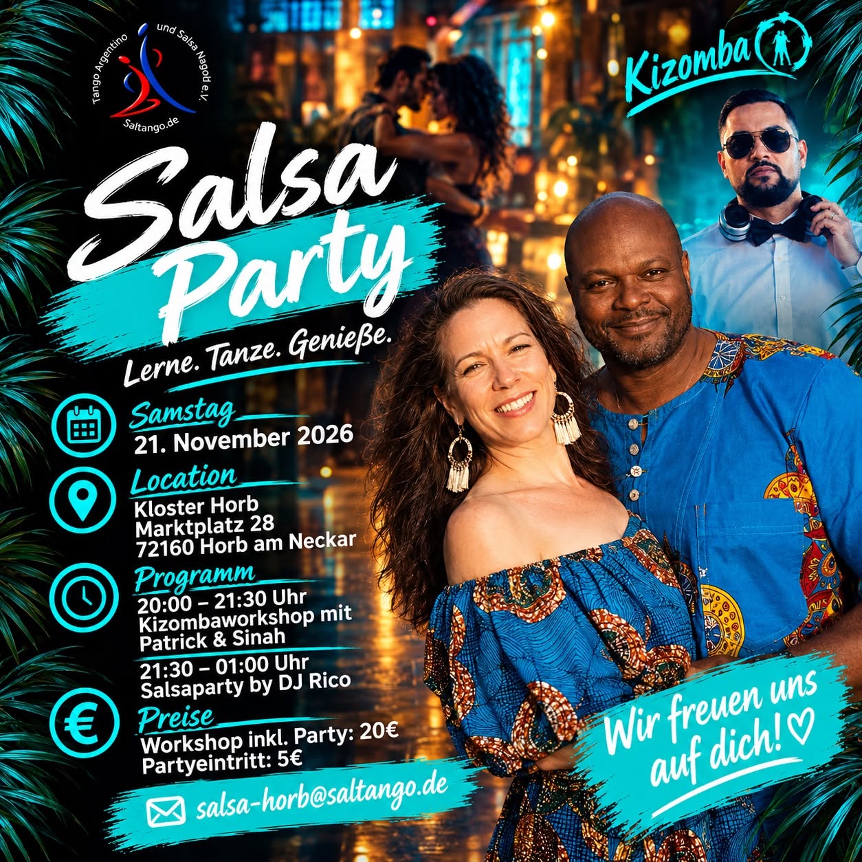 Salsaparty mit Kizombaworkshop by Patrick& Sinah, Music by DJ Rico