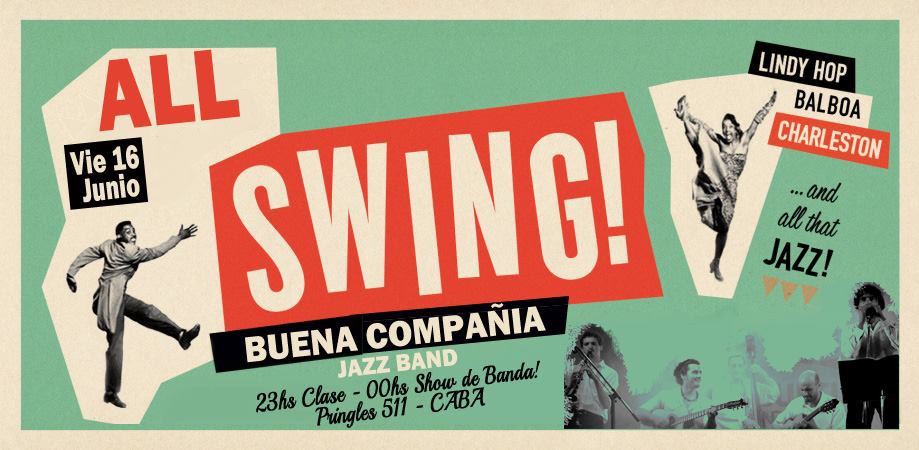Vie 16 Jun "Buena Compañia" Jazz Band + Clase Swing en CC Avalon