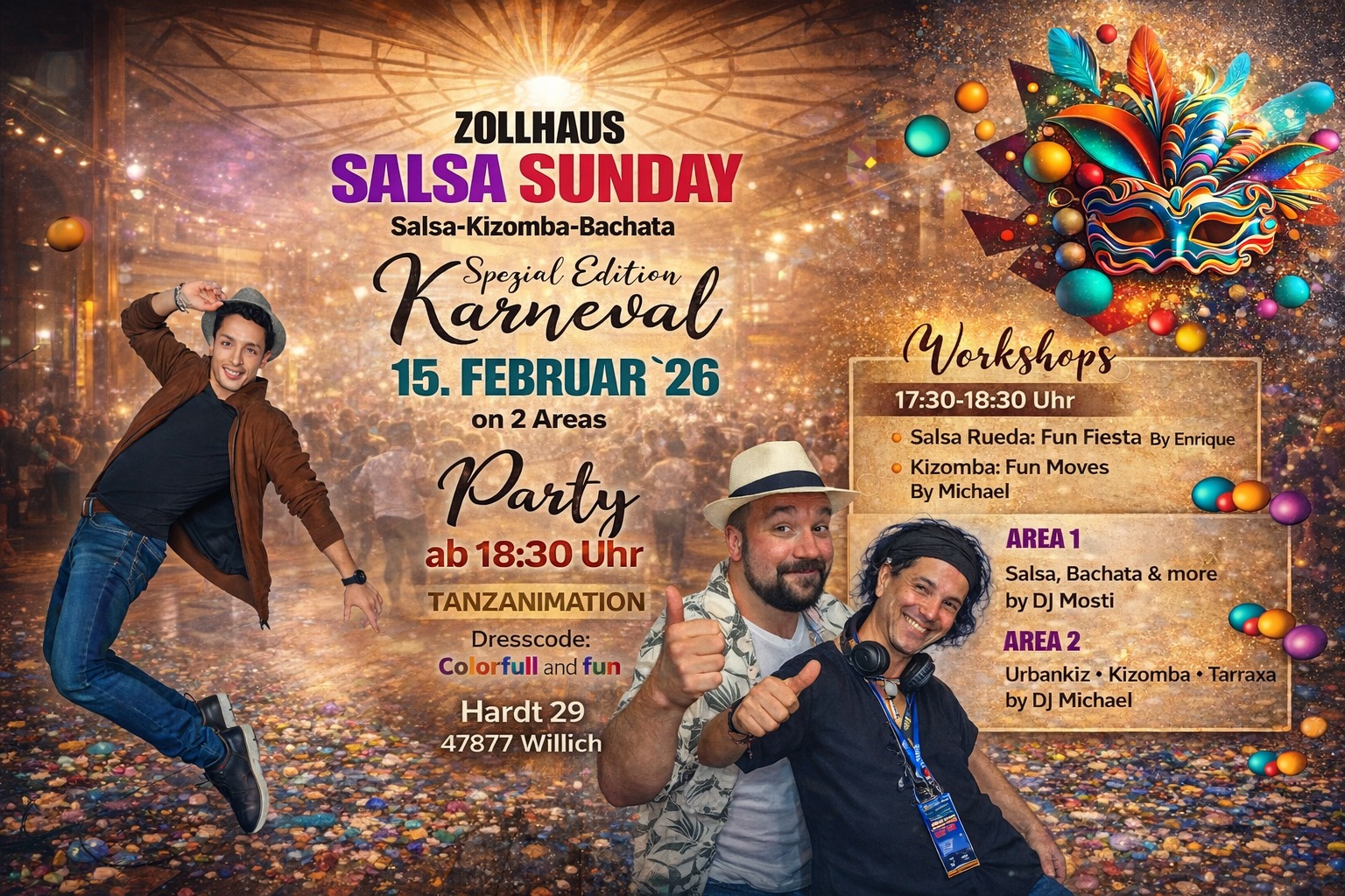 Salsa Sunday 🎭Karneval Edition🎭 Fun Workshops & Fiesta