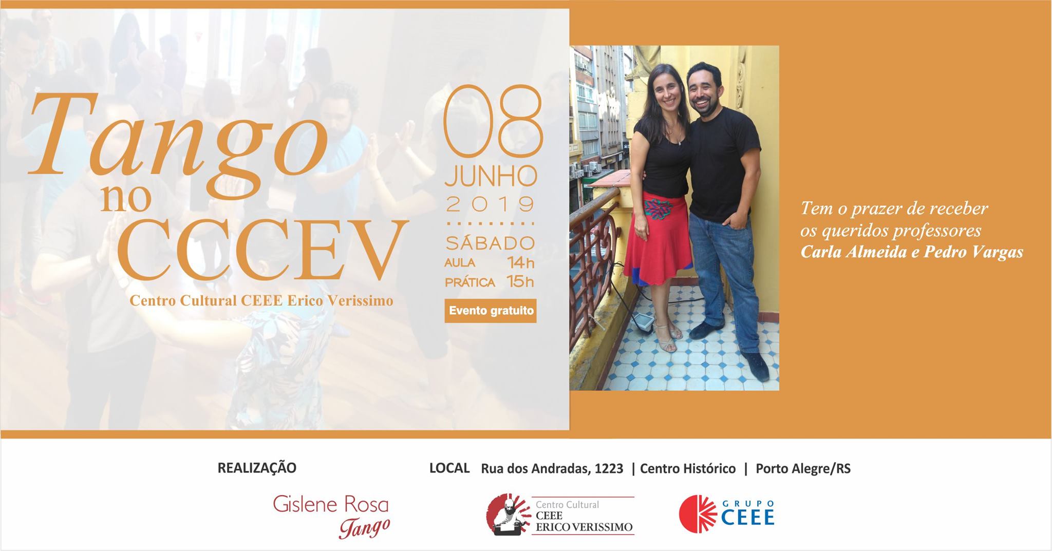 Tango no CCCEV com os professores Carla Almeida e Pedro Vargas