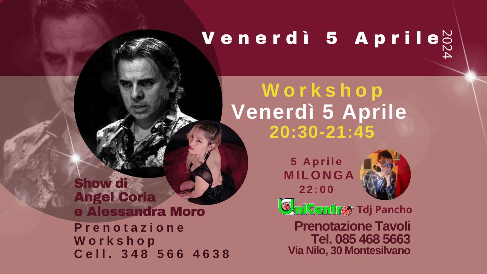 ANGEL CORIA TORNA IN ABRUZZO - WORKSHOPS & SHOW