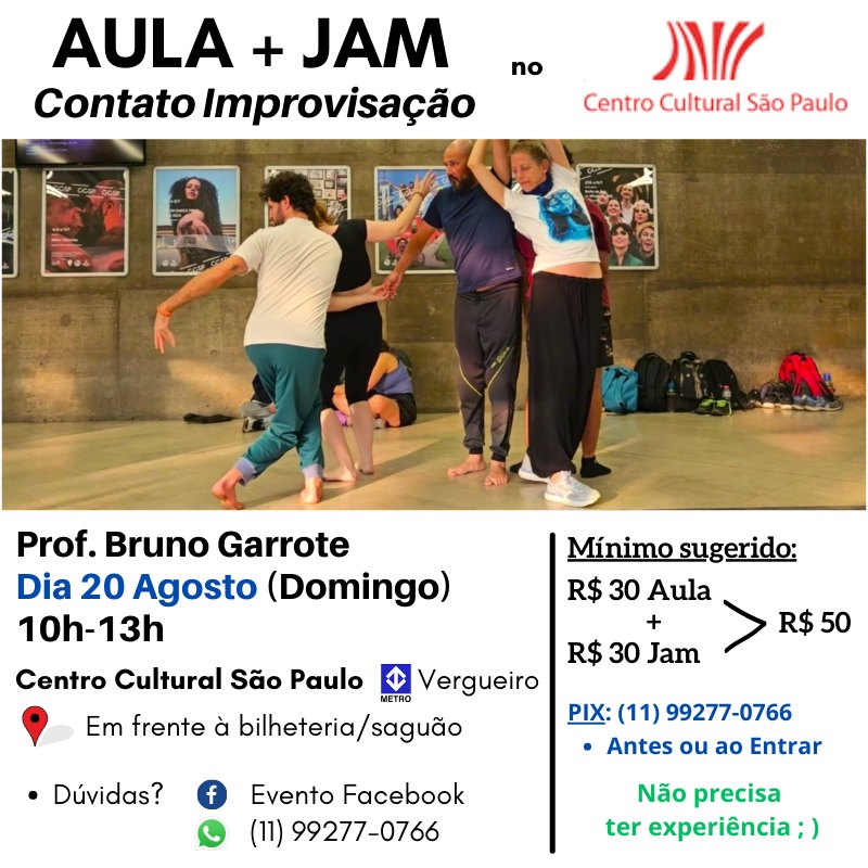 Aula + Jam de Contato Improvisação - Prof. Bruno Garrote