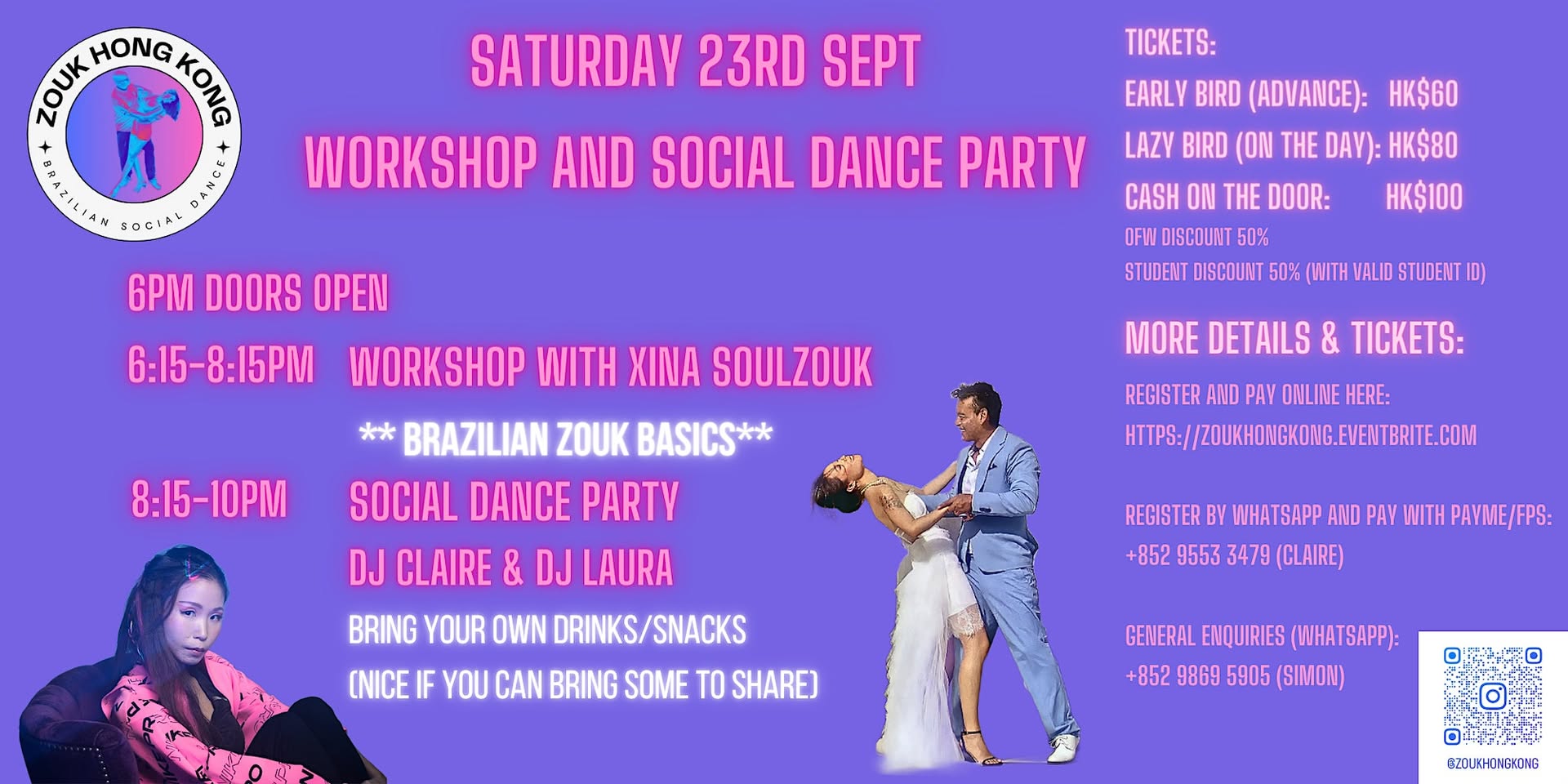 Brazilian Zouk Workshop and Social Dance Party