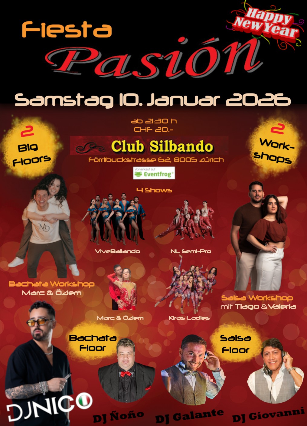 Fiesta Pasión - New Year's Special mit DJ Nico (ITA) - 2 Big Floors