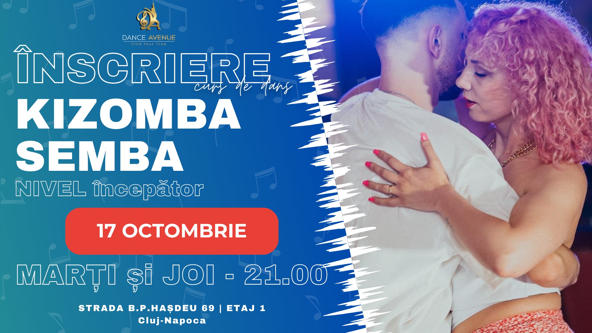 Curs de dans KIZOMBA & SEMBA incepatori Dance Avenue Cluj