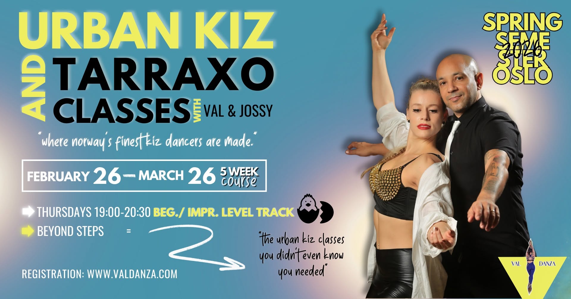 Beginner Improver Track February 2026 -Urban Kiz Course w Val Danza & Jossy