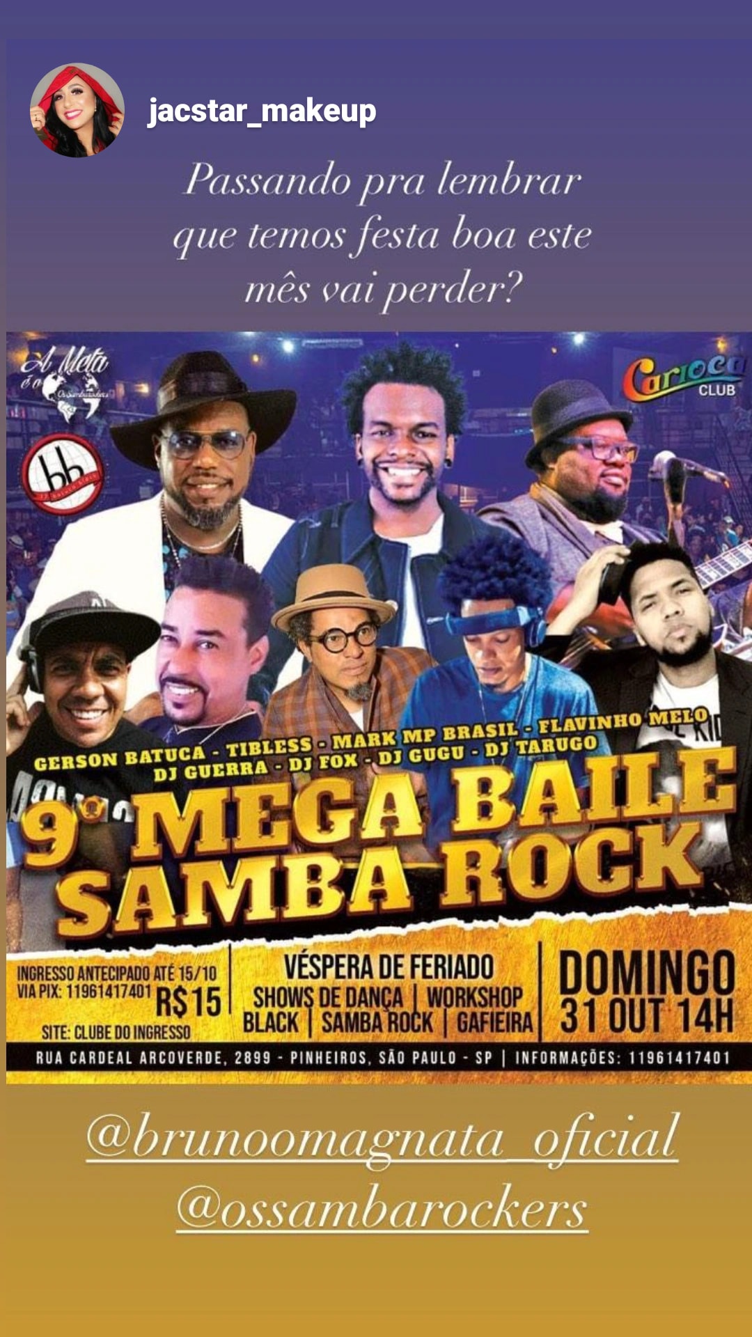 Carioca Clube recebe 9° Mega Baile Samba Rock-Edição Especial