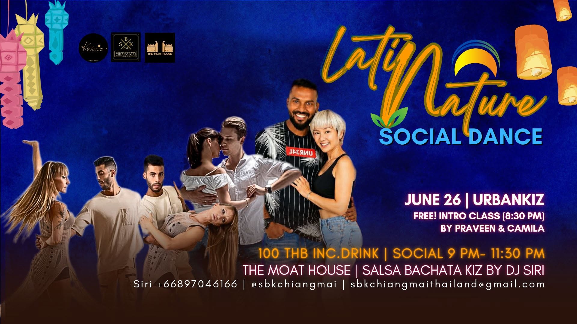 WED Latin Nature Social Dance Salsa Bachata Kiz 100 B Entry (1 drink included)