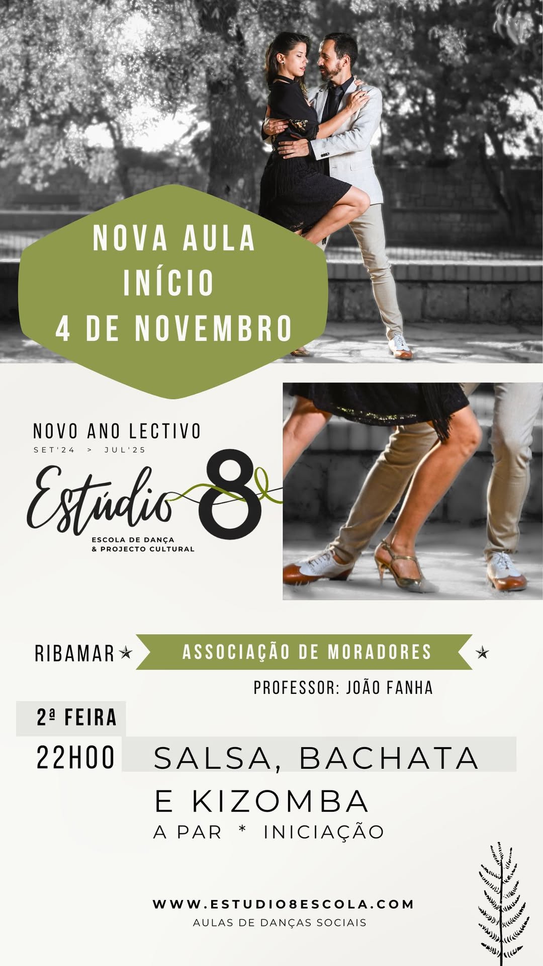 ★ Estúdio 8 - Nova Aula de Salsa, Bachata e Kizomba em Ribamar a par (Início 4 Nov) - João Fanha ★