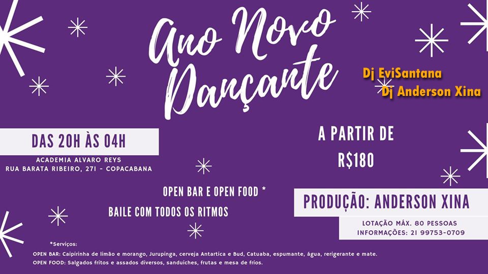 Ano Novo Dançante : Copacabana : open bar e open food