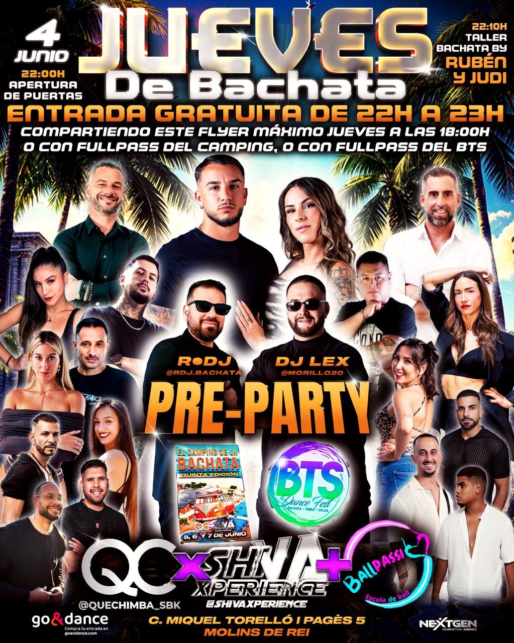 🔥🔥 JUEVES DE BACHATA CON ENTRADA GRATUITA* 🔥🔥 QC x SHIVA + BALLPASSIÓ 🔥🔥 PREPARTY EL CAMPING DE LA BACHATA Y BTS 🔥🔥