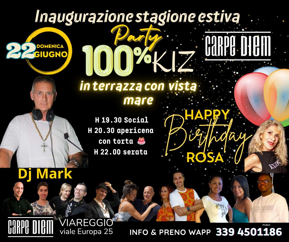 Party π―% KIZOMBA in terrazza con vista mare. Dom 22 Giugno. Carpe Diem Viareggio