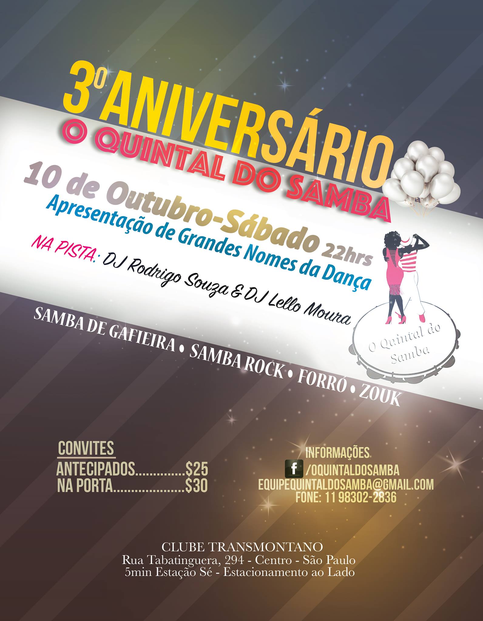 O QUINTAL DO SAMBA - Baile de 3º Aniversário
