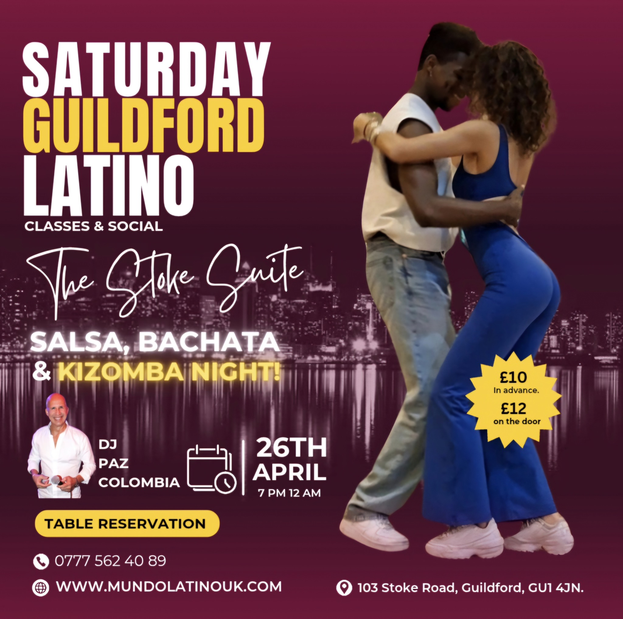Saturday Salsa & Bachata Social - Guildford.