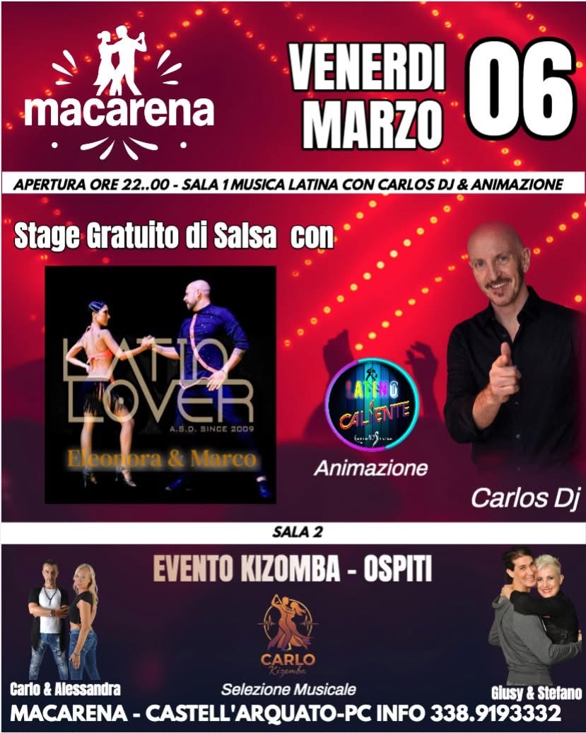 Serata Kizomba al Macarena Latino di Castell'Arquato (PC)
