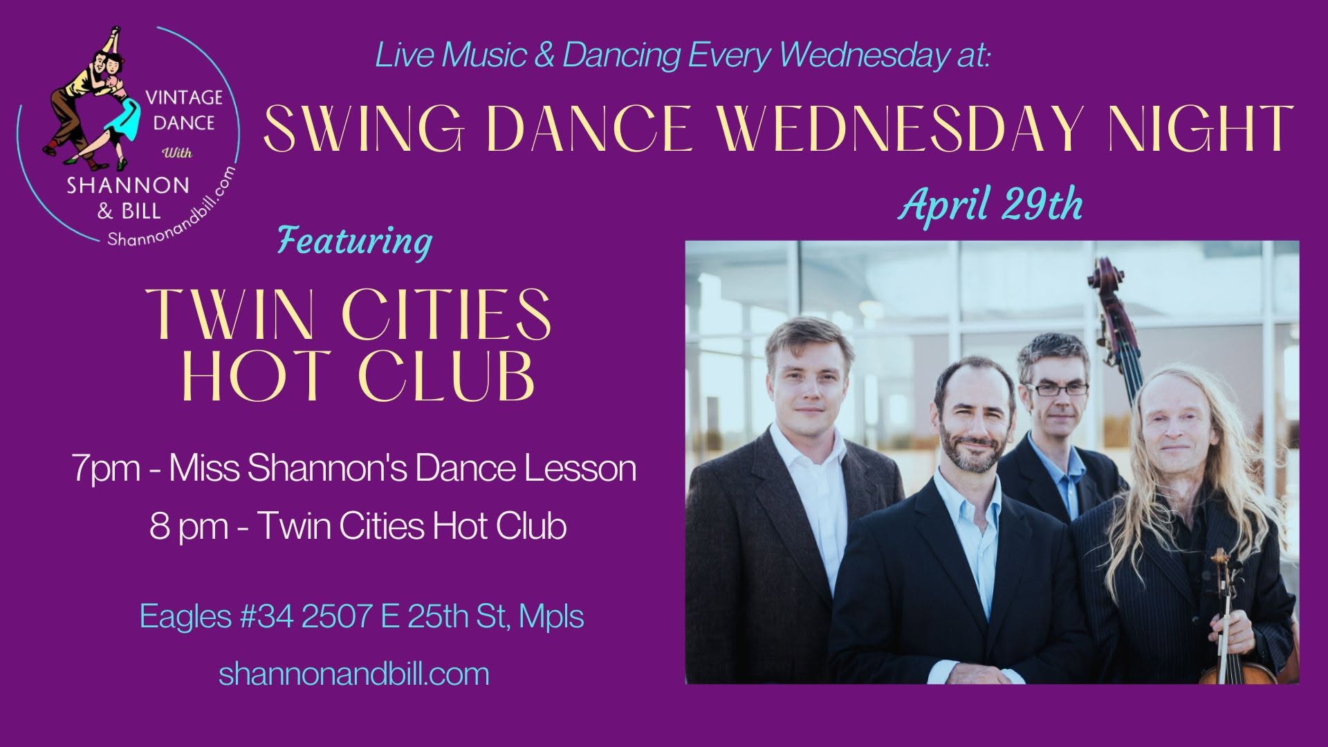 Twin Cities Hot Club at Swing Dance Wednesday 4 29