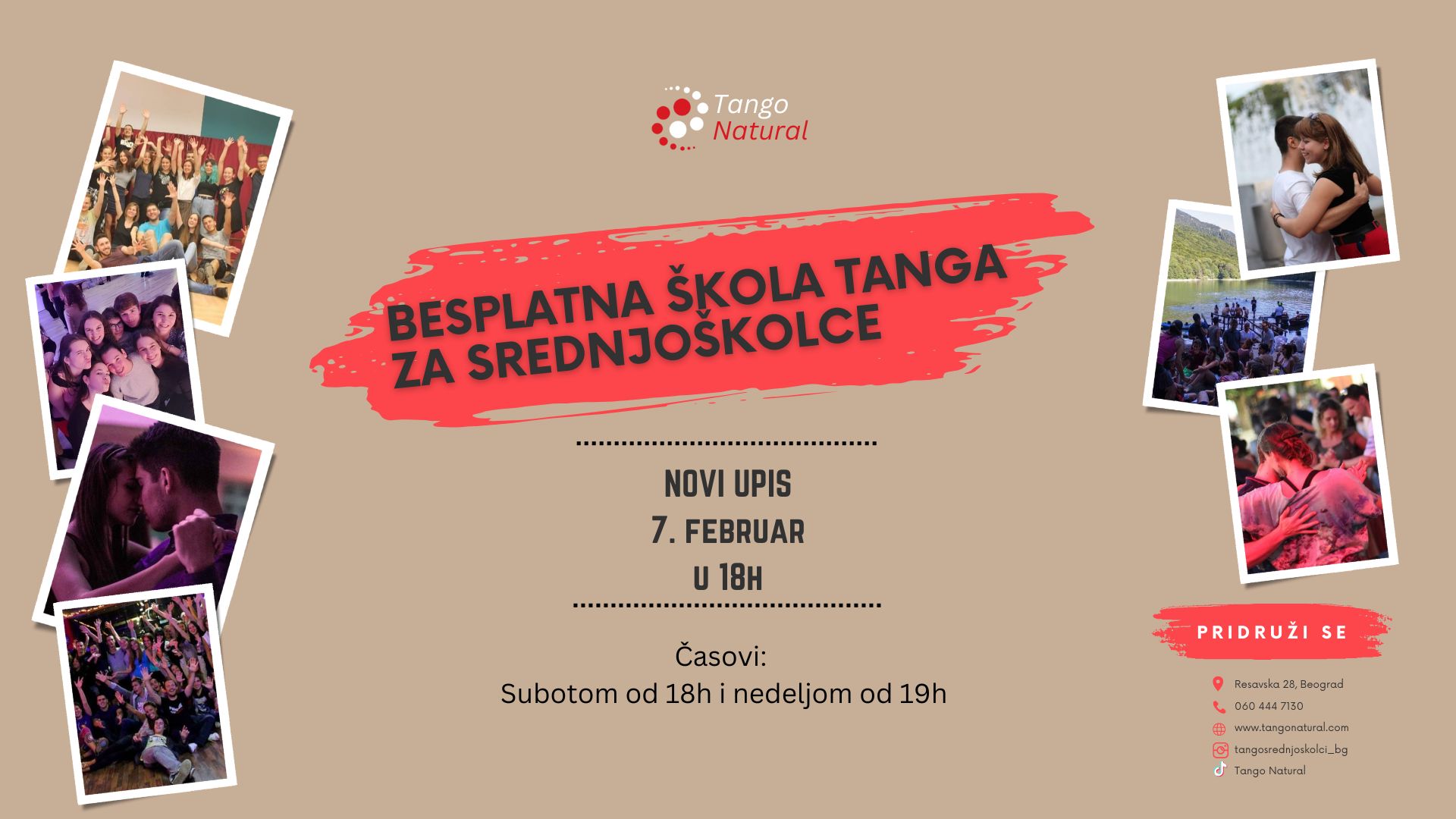Prezentacija povodom NOVOG UPISA u besplatnu školu tanga za srednjoškolce