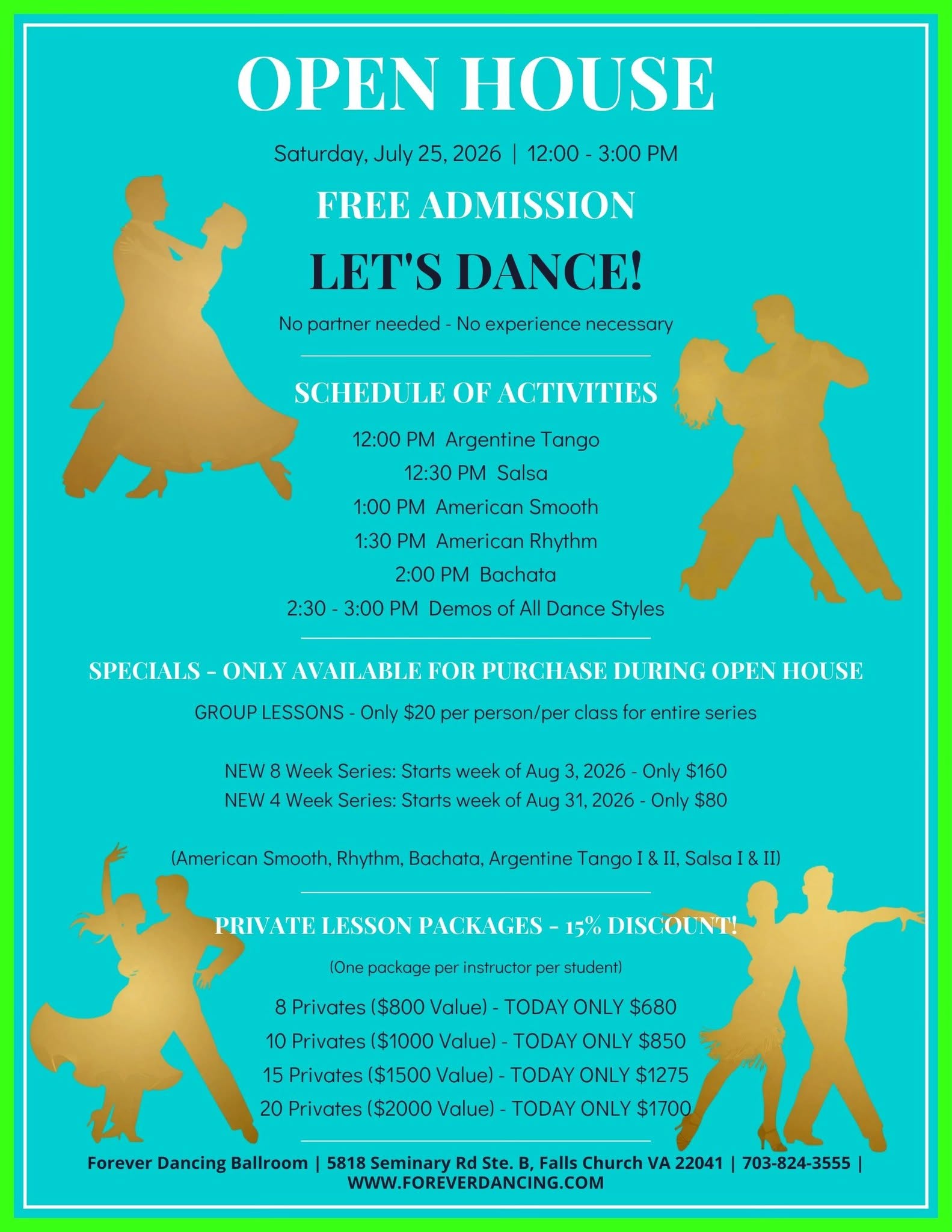 July 25th - Forever Dancing Open House Free Dance Classes