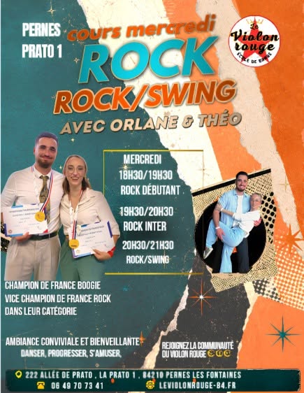 Cours de rock débutant, inter, Rock swing avec Orlane & Théo
