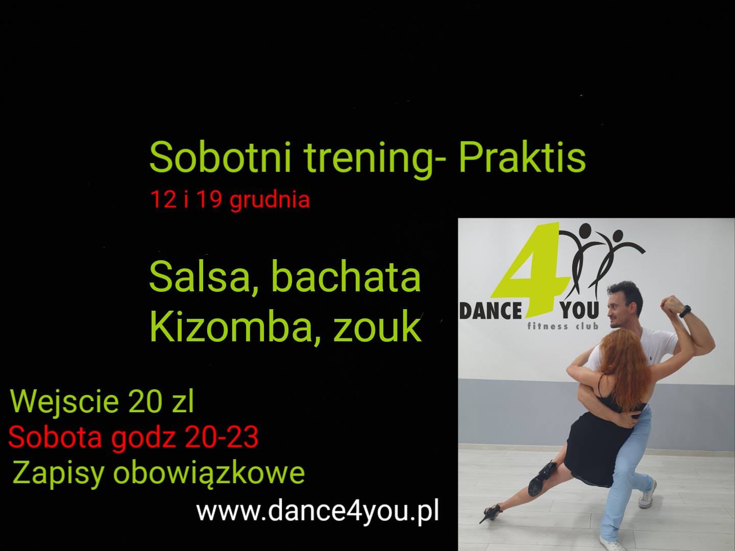 Sobotni trening - praktis salsa,bachata, kizomba, zouk