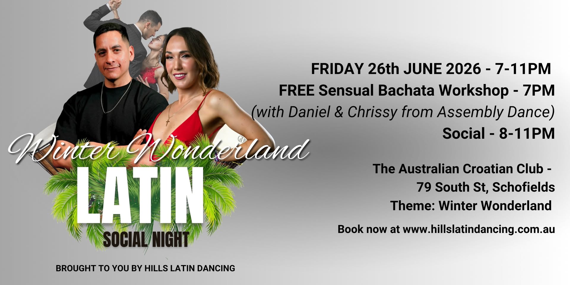 Hills Latin Dancing Friday Socials - Salsa & Bachata - with FREE Sensual Bachata Workshop