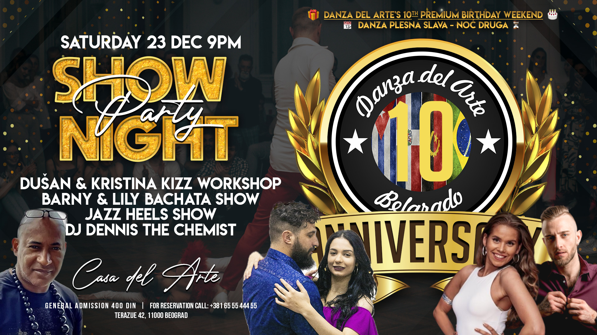 🕺 Danza del Arte’s 10th 🎉 Premium Birthday 🎂 Saturday Show Night Party 💃