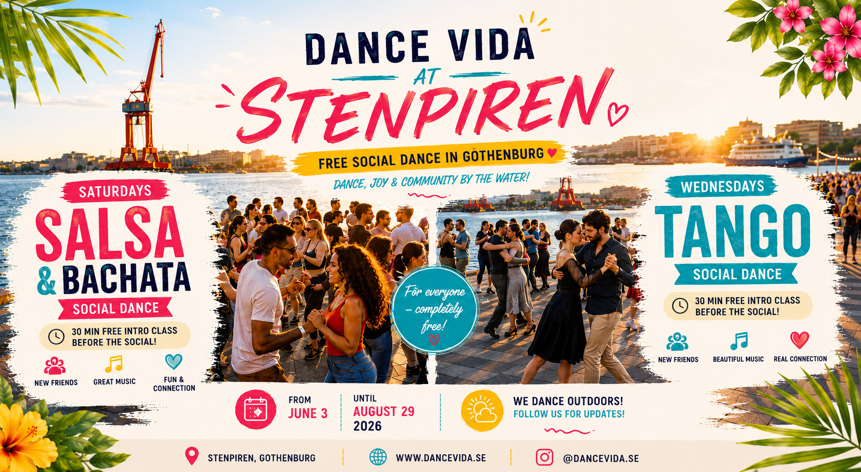 🌞 Dance Vida at Stenpiren 🥳 Free Social Dance