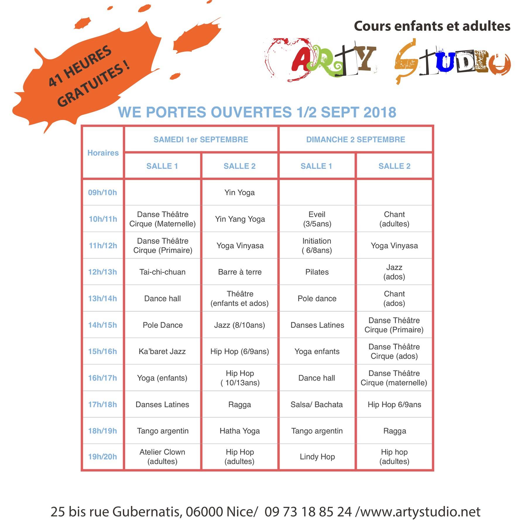 Week-end Découverte Arty Studio et Saison 2018 2019