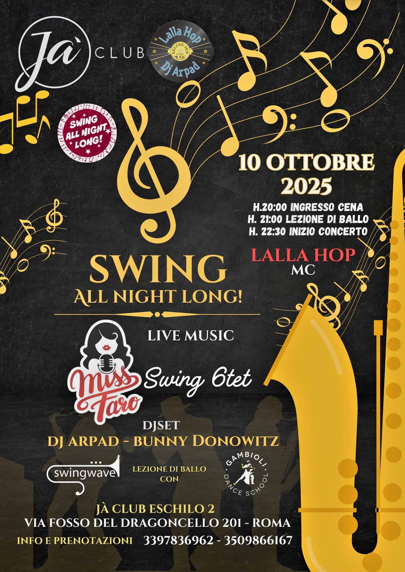 10 ottobre Swing All Night Long! @ JΓ Club- Roma