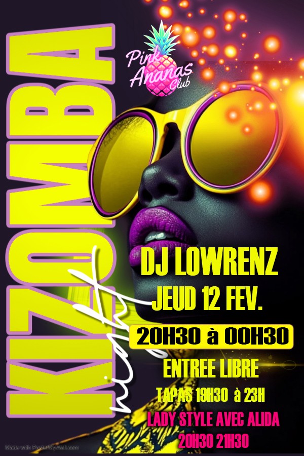 ⭐️KIZOMBA au Pinkananas⭐️COURS + SOIREE JEUDI 12 FEVRIER DJ LOWRENZ DE 20H30 à 00H30