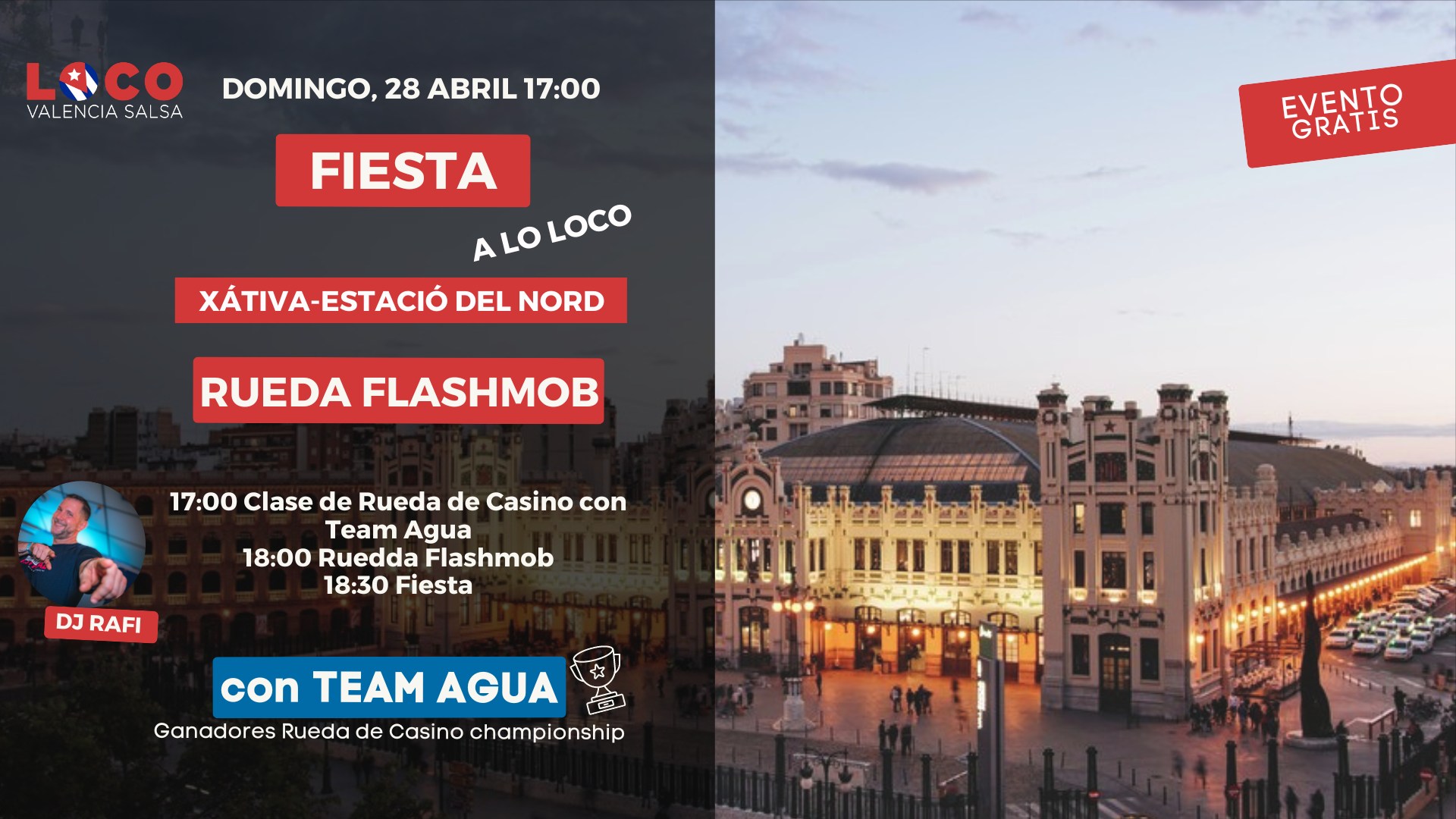 Rueda Flashmob y Fiesta de Salsa Cubana - Estación del Norte, Xativa Valencia