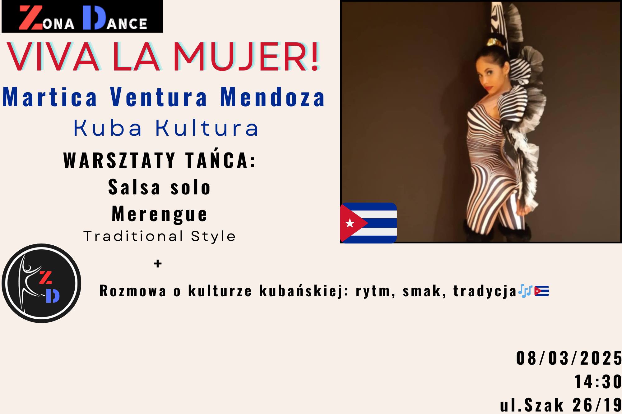 VIVA LA MUJER! - warsztaty tańca: Dzień Kobiet + Rozmowa o kulturze kubańskiej