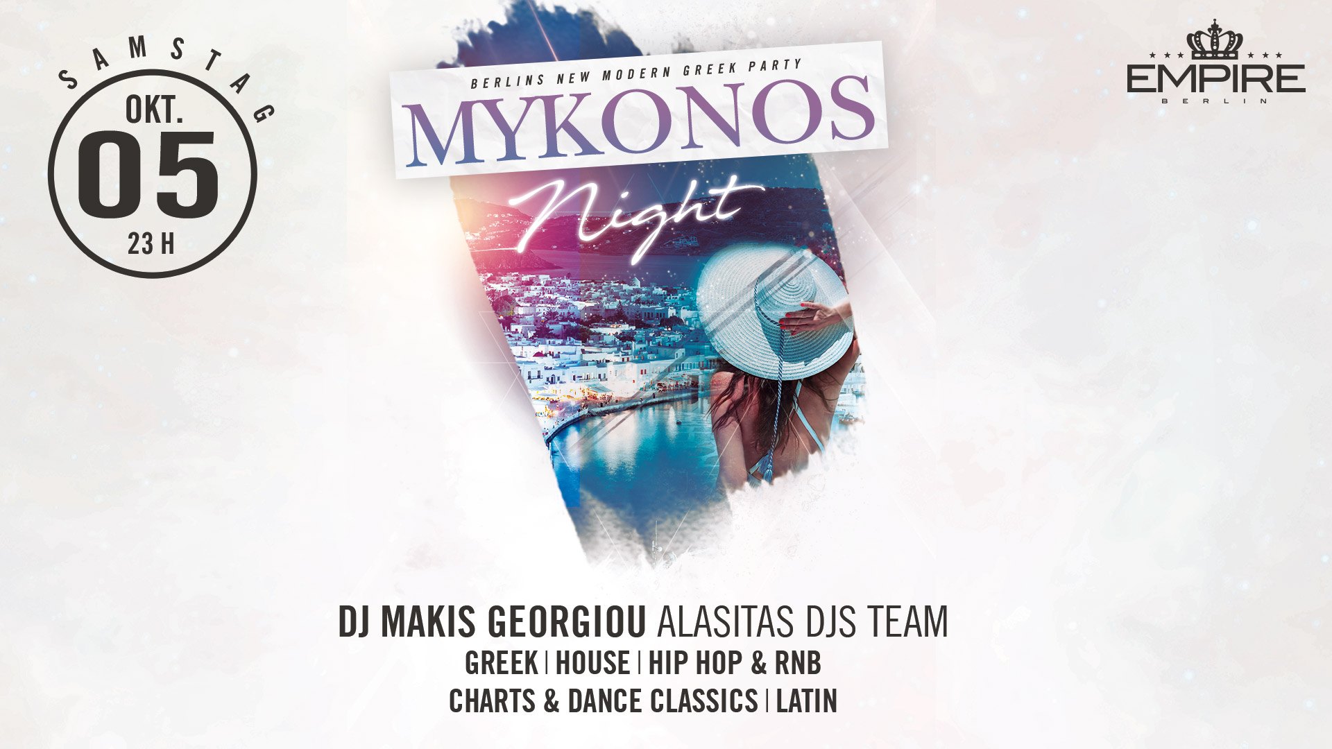 ★ Mykonos Night - Greek Party ★ Sa. 05.10 im Empire