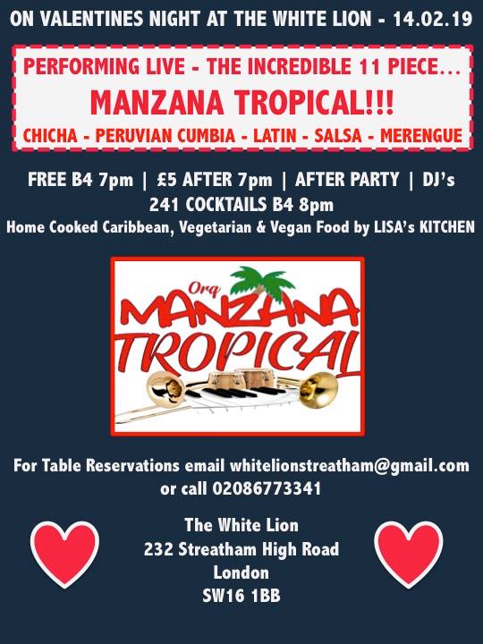 Manzana Tropical Live on Valentines Night